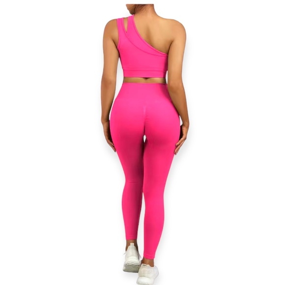 MFF Yoga Workout Sets,One Shoulder
Sports Crop Top With Butt Lifting Leg… - Picture 3 of 8